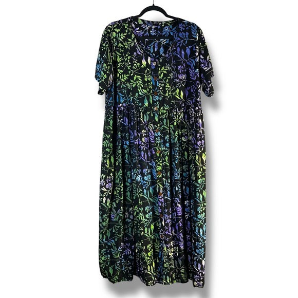 Hibiscus Collection Womens Sz Large Hawaii Floral Rayon Dress Tropical Vacation - Picture 1 of 12